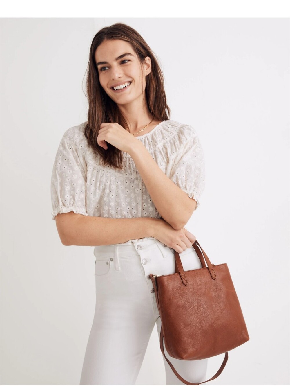 Madewell The Zip-Top Transport Crossbody Saddle Cognac Brown Leather